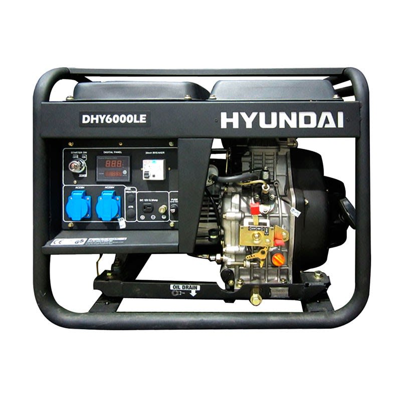 GENERADOR HYUNDAI DIESEL 5/5,5 KW/KVA PARTIDA ELÉCTRICA MONOFÁSICO ABIERTO 78DHY6000LE2