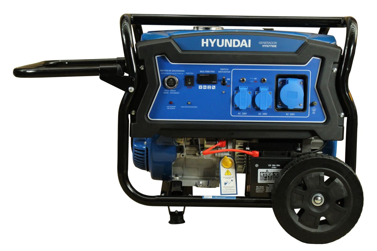 Generador Hyundai Gasolina 5,5 Kva P.eléct. monof. Abierto c/ruedas HYG7750E1