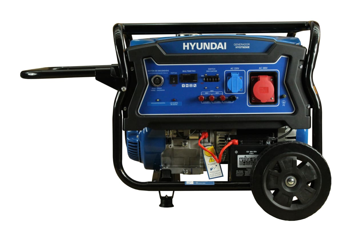 Generador Hyundai Gasolina 6,5 Kva P.eléct. monof. Abierto c/ruedas HYG9250E1