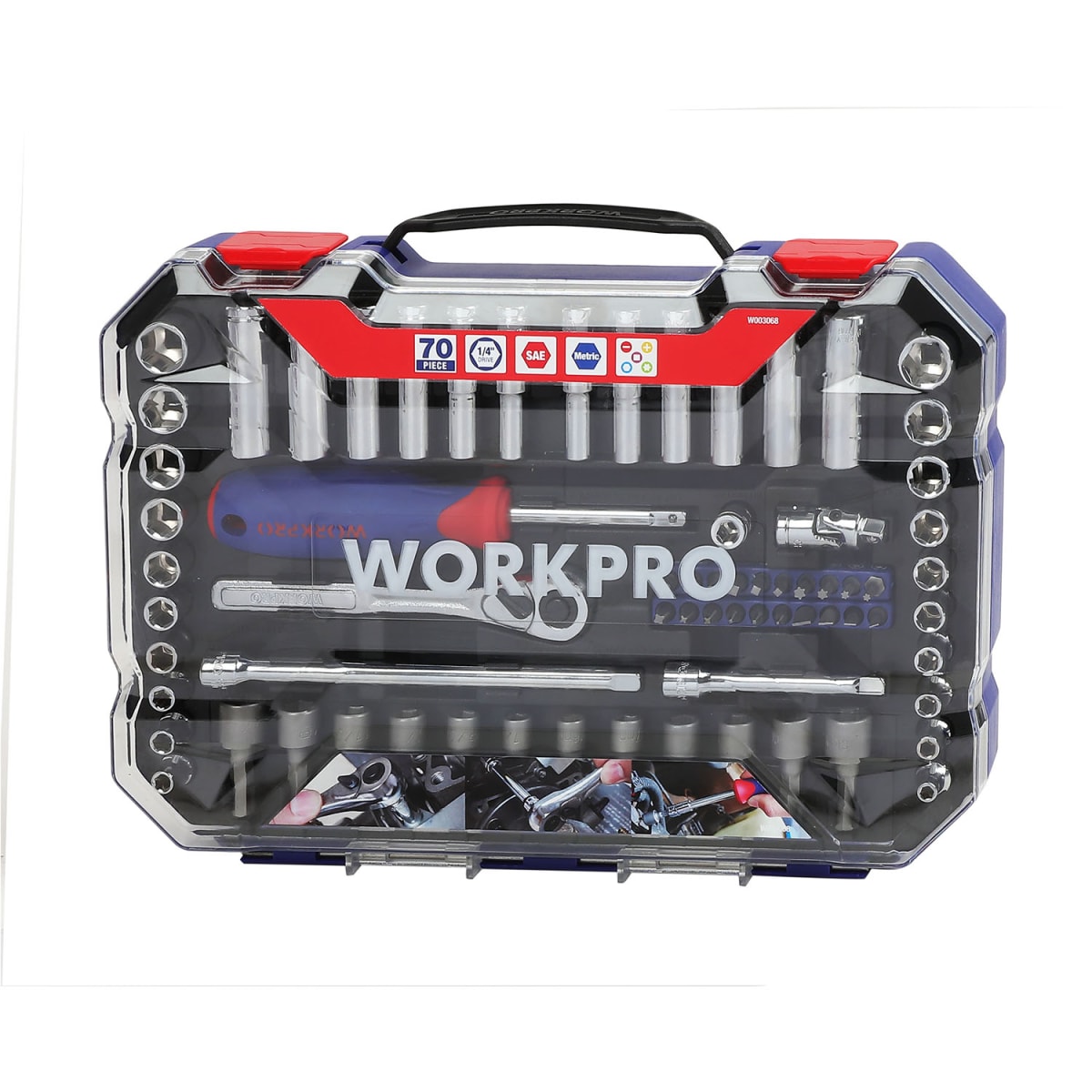 JUEGO DE DADOS 1/4'; DE 70 PIEZAS WORKPRO1