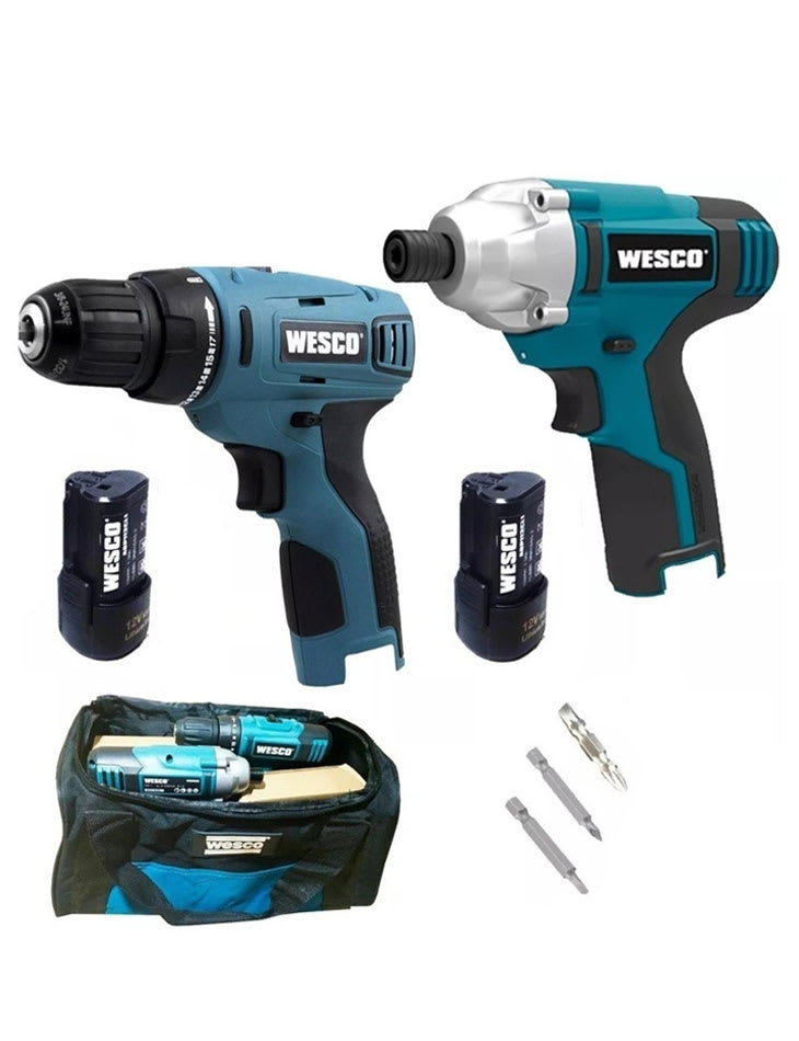 12V KIT TALADRO 10MM + ATORNILLADOR DE IMPACTO WS1000K2 WESCO | HDTOOLS2