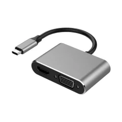 Adaptador Hub 4 en 1 USB-C a HDMI/VGA