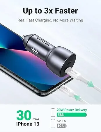 Cargador de Carro 60W Dual USB-C + USB-A1