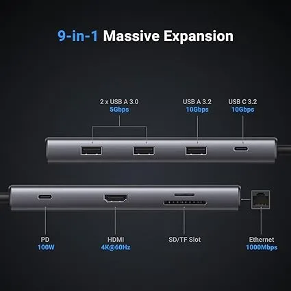Hub USB-C 9-en-1 Revodok 1091