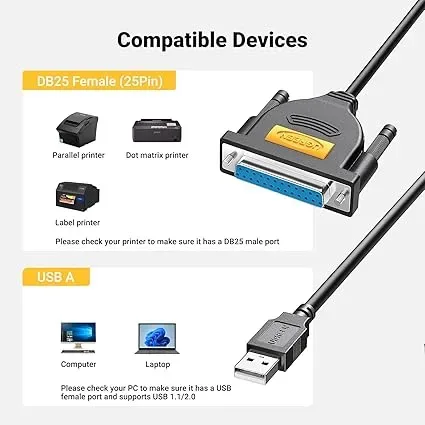 Cable Adaptador USB a Paralelo IEEE 12841