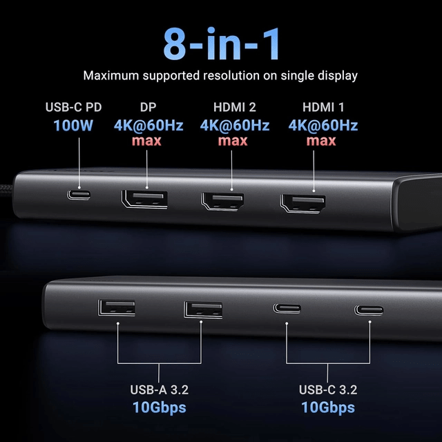 Revodok Hub 108 USB-C 8-en-1 4K@60Hz2