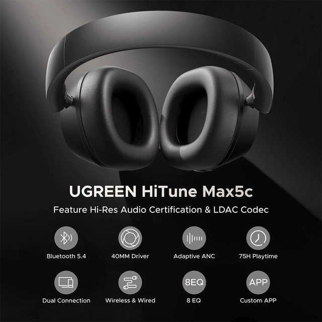 Audífonos Bluetooth HiTune Max5C ANC (Negro)2