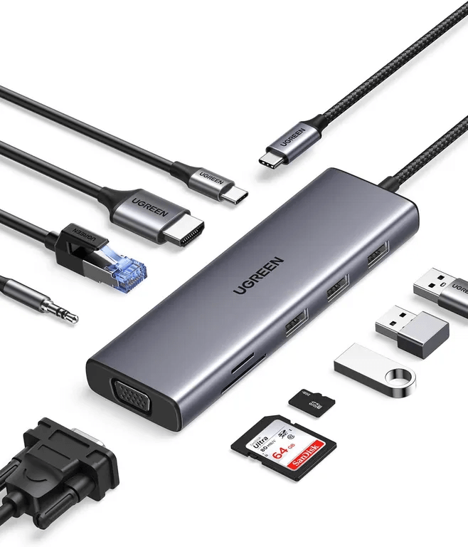 Hub USB-C 10-en-1 Multifuncional 4K1