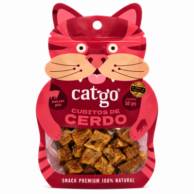 CATGO SNACK PARA GATOS  CUBITOS DE CERDO 50 GR1