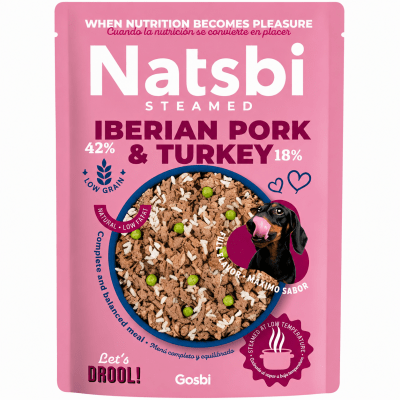 NATSBI DOG STEAMED IBERIAN PORK AND TURKEY 200 GR (CERDO IBERICO Y PAVO)1