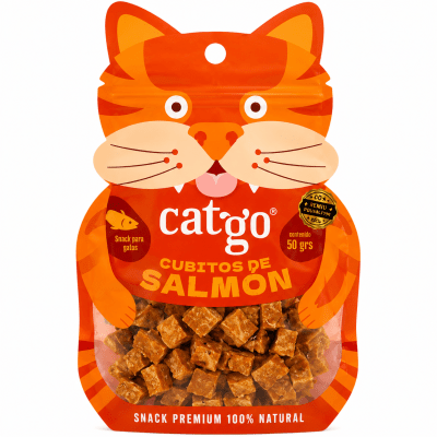 CATGO SNACK PARA GATOS  CUBITOS DE SALMON 50 GR1