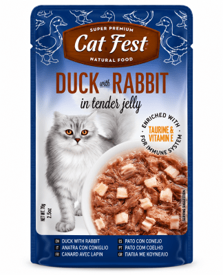 CAT FEST FILLETS PATO Y CONEJO 70G1