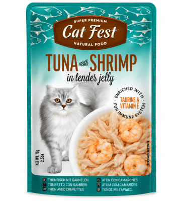 CAT FEST FILLETS ATUN Y CAMARON 70G1