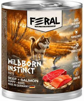 FERAL WET CACHORRO VACUNO Y SALMON 400 G1