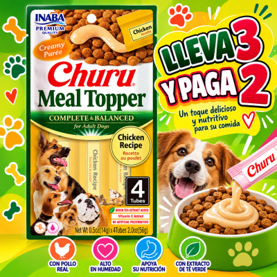 CHURU MEAL TOPPER PERRO POLLO 4 TUBOS1