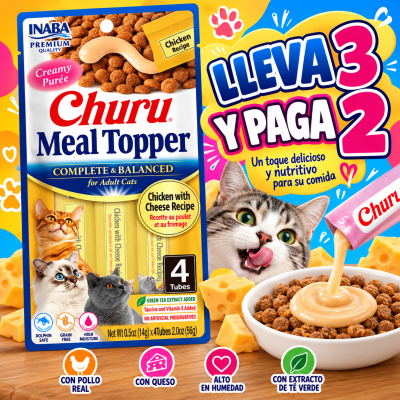 CHURU MEAL TOPPER GATO POLLO CON QUESO 4 TUBOS1