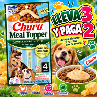 CHURU MEAL TOPPER PERRO POLLO QUESO 4 TUBOS1