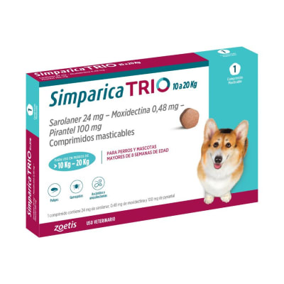 SIMPARICA TRIO 10 A 20 KG 1 COMPRIMIDO1