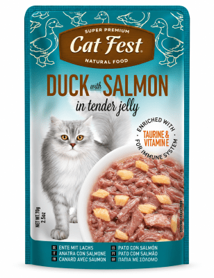 CAT FEST FILLETS PATO Y SALMON 70G1