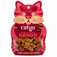 CATGO SNACK PARA GATOS  CUBITOS DE CERDO 50 GR