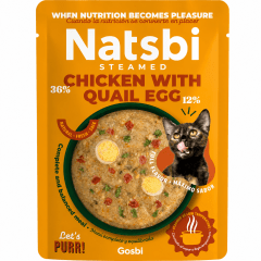 NATSBI CAT STEAMED CHICKEN WITH QUAIL EGG 80 GR (POLLO Y HUEVO DE CODORNIZ)