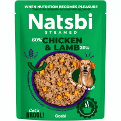 NATSBI DOG STEAMED CHICKEN AND LAMB 200 GR (POLLO Y CORDERO)