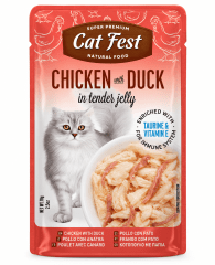 CAT FEST FILLETS POLLO Y PATO 70G