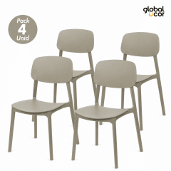 Pack 4 Sillas Apilables Beige