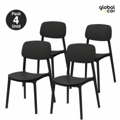 Pack 4 Sillas Apilables Negro