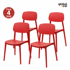 Pack 4 Sillas Apilables Roja