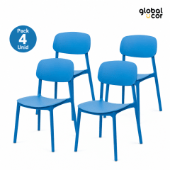 Pack 4 Sillas Apilables Azul