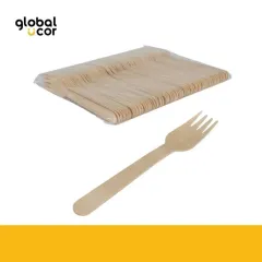 Bolsa con 100 tenedores de madera de Abedul
