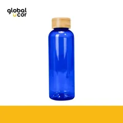 Botella PET tapa bamboo AINOA 550cc Azul