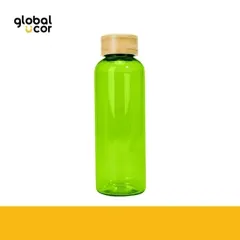 Botella PET tapa bamboo AINOA 550cc Verde