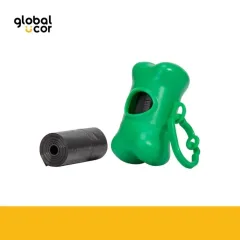 Set Hueso con 15 bolsitas para residuos de mascotas Verde Claro