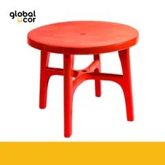 Mesa Plástica Redonda Rojo