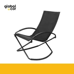 Silla mecedora negra con apoya-brazos