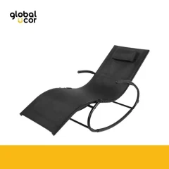 Reposera mecedora negra con apoya-brazos