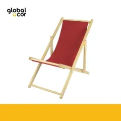 SILLA DE PLAYA MADERA LONA ROJA
