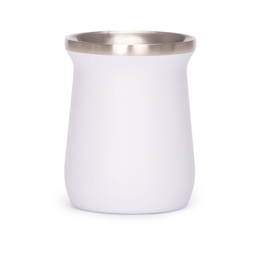 Vaso Térmico metálico MATE 300ml. con Bombilla Blanco3