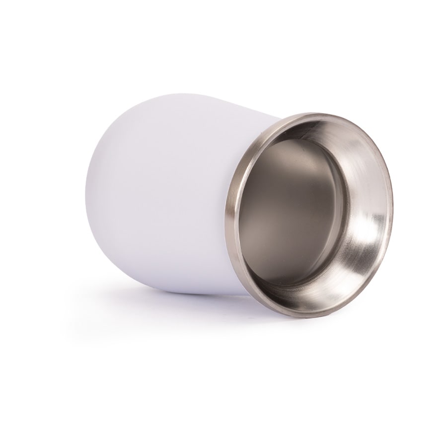 Vaso Térmico metálico MATE 300ml. con Bombilla Blanco2