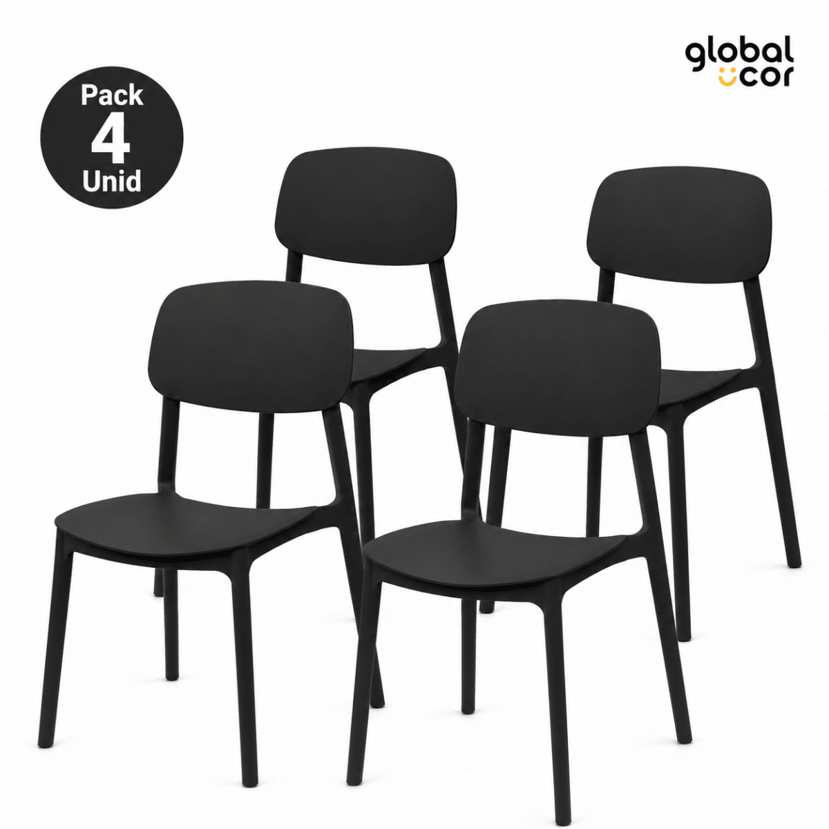Pack 4 Sillas Apilables Negro1
