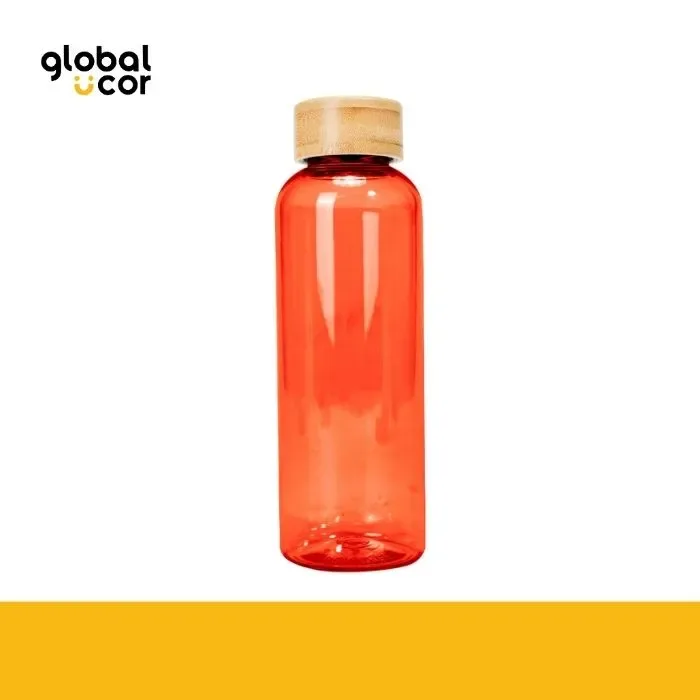 Botella PET tapa bamboo AINOA 550cc Naranja1