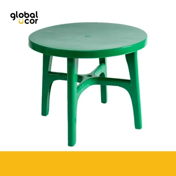 Mesa Plástica Redonda Verde1