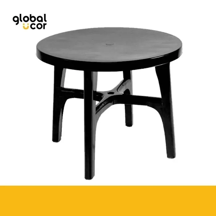 Mesa Plástica Redonda Negro1