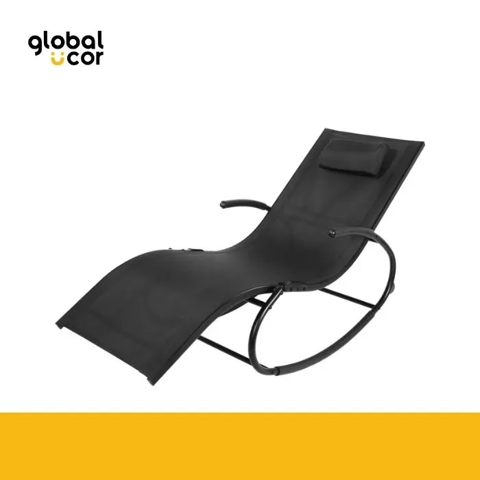 Reposera mecedora negra con apoya-brazos1