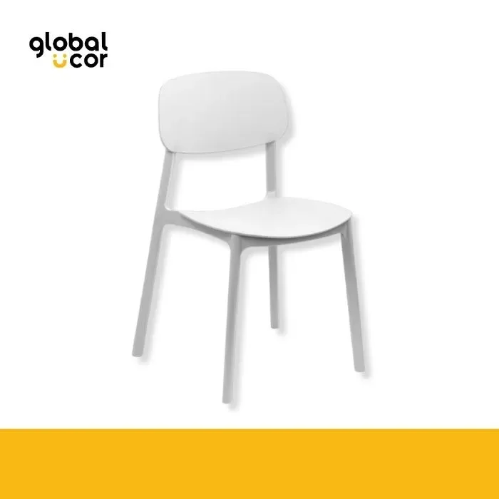 Silla apilable de plástico rígido Blanco1