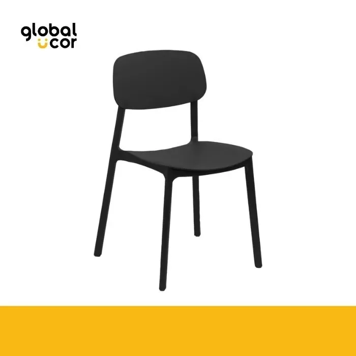 Silla apilable de plástico rígido Negro1