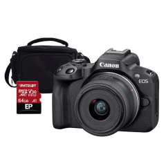 CÁMARA CANON EOS R50 + LENTE RF-S 18-45MM IS STM / (CMOS APS-C) + MALETIN + MEMORIA DE 64GB