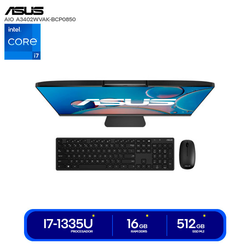 AIO ASUS A3402WVAK-BPC0850 Intel Core i7-1355U, 16GB RAM DDR5, 512GB SSD, Integrados, 23.8